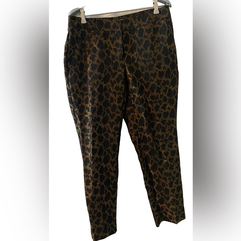 Chico’s metallic leopard print trousers sz 0= size sm/med gold and black